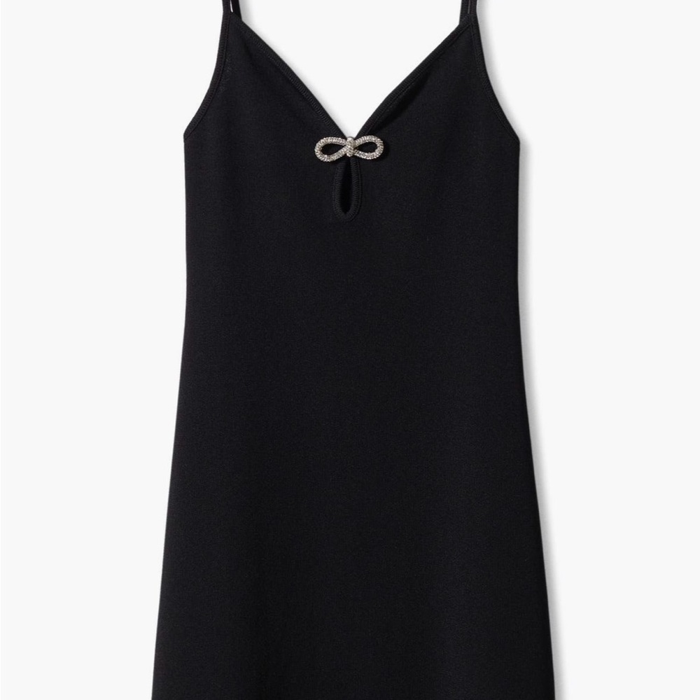 MANGO crystal bow mini black dress